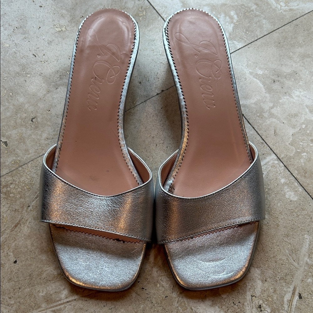 J. Crew Metallic Silver Mules